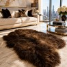 Tapis en peau de mouton bicolore marron, peau de mouton islandaise marron naturelle