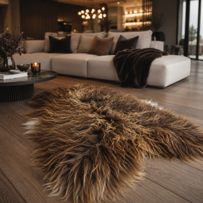 Brown Icelandic Sheepskin Rug, Natural Brown Icelandic Sheepskin