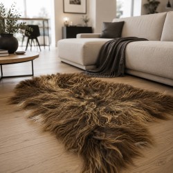 Tappeto in pelle di pecora islandese marrone, pelle di pecora islandese marrone naturale