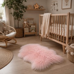 Pale Pink Tibetan Sheepskin Rug | Curly Haired Sheepskin Rug