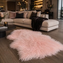 Pale Pink Tibetan Sheepskin Rug | Curly Haired Sheepskin Rug