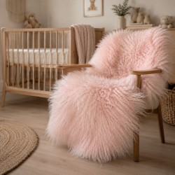 Pale Pink Tibetan Sheepskin Rug | Curly Haired Sheepskin Rug