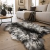 Tapis en peau de mouton grise, peau de mouton islandaise grise naturelle