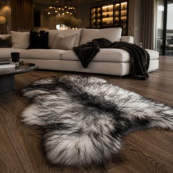 Tapis en peau de mouton grise, peau de mouton islandaise grise naturelle