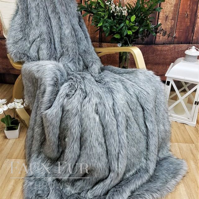 Arabian Grey Faux Fur Throw