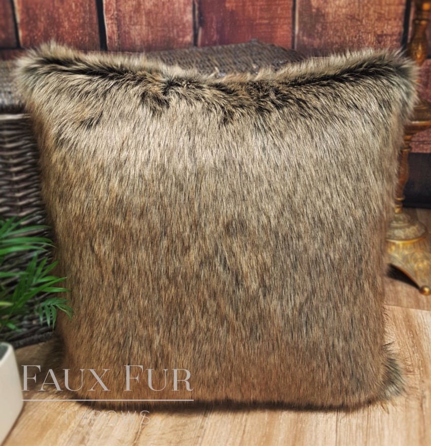 Beaver Creek Brown Faux Fur Cushion