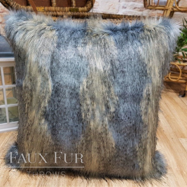 Blue Mountain Faux Fur Cushion