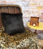Chocolate Mink Faux Fur Cushion with Leopard Faux Fur Throw