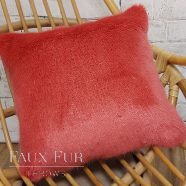 Coral Faux Fur Cushion