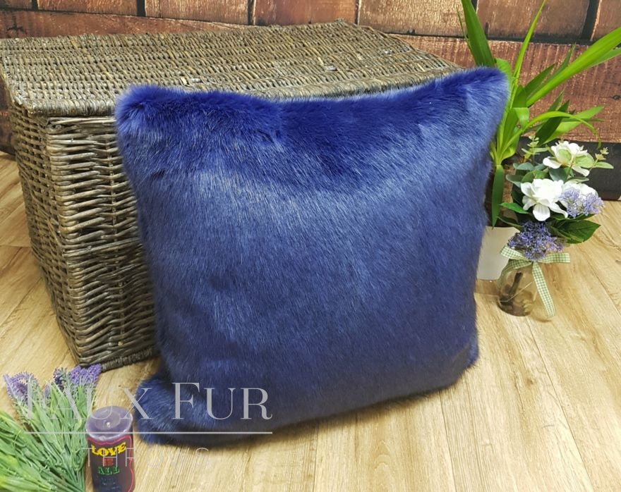 Cornflower Blue Faux Fur Cushion