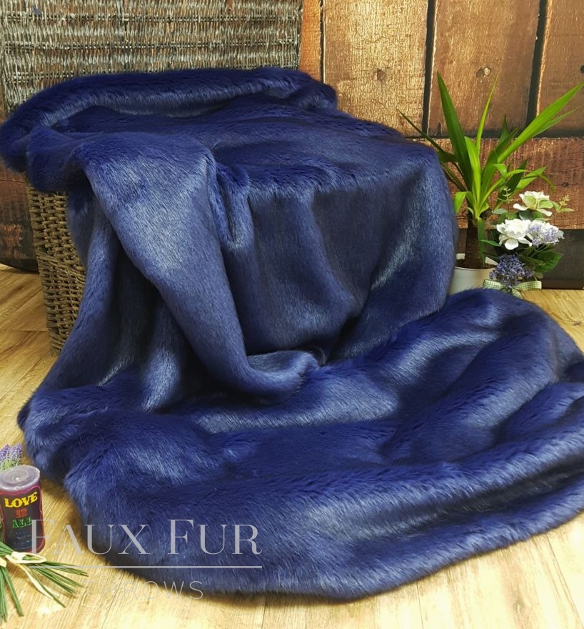 Cornflower Blue Faux Fur Throw