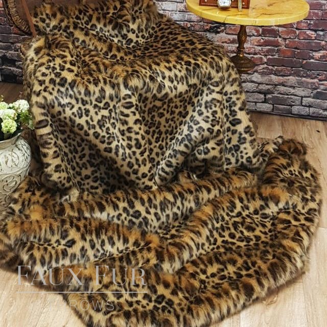 Gold Leopard Faux Fur Throw