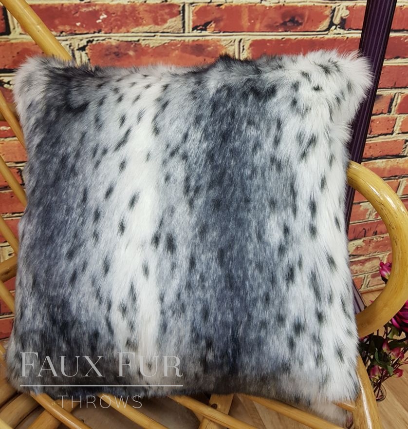 Grey Lynx Faux Fur Cushion