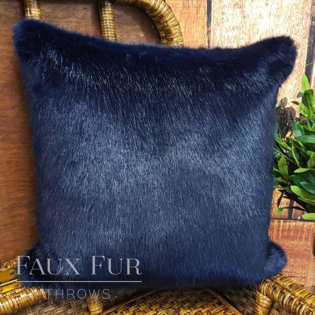 Midnight Blue Faux Fur Cushion