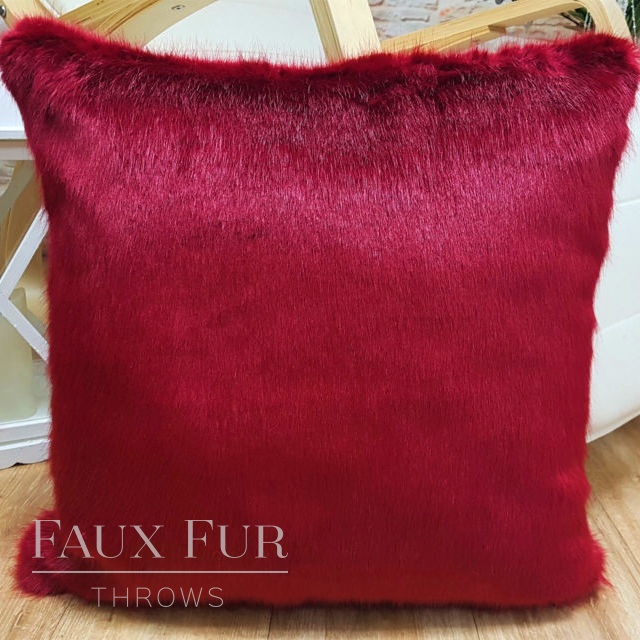 Rouge Faux Fur Cushion