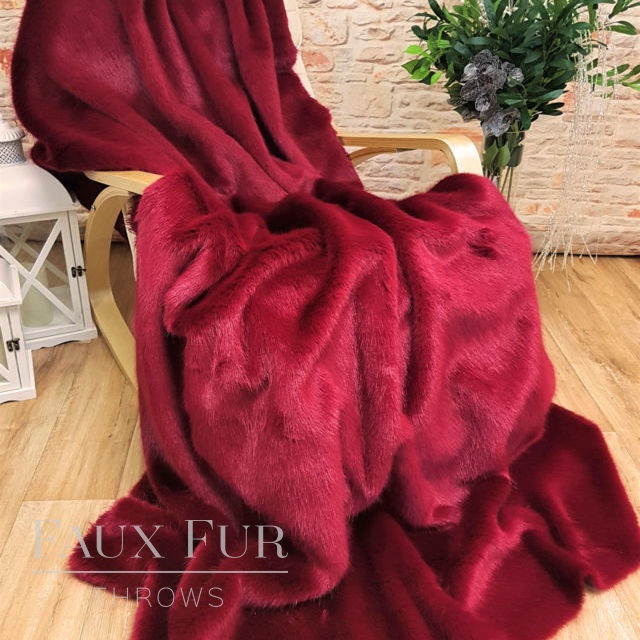 Rouge Faux Fur Throw