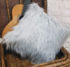 Silver Valais Grey Faux Fur Cushion