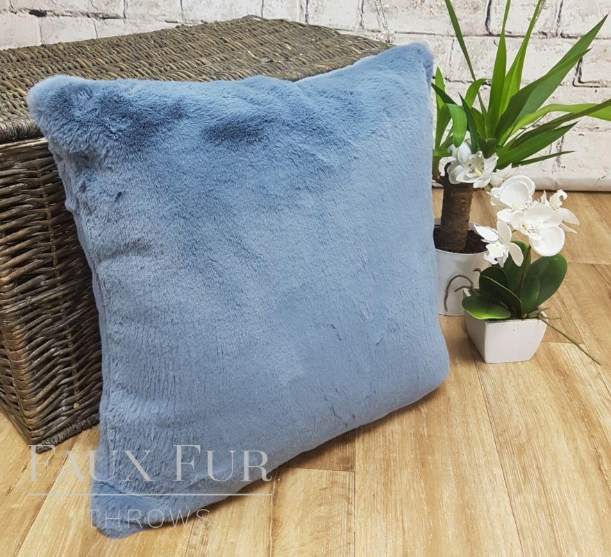 Soft Blue Faux Fur Cushion