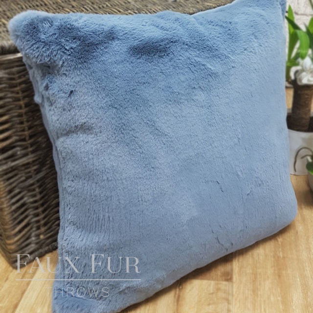 Soft Blue Faux Fur Cushion