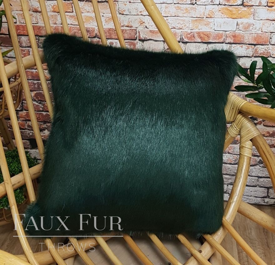 Forest Green Faux Fur Cushion