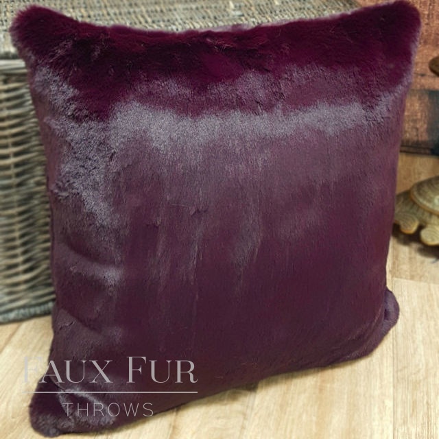 Wine Faux Fur Cushion