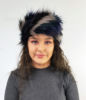 Blue Chevron Faux Fur Headband