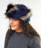 Blue Chevron Faux Fur Headband Side