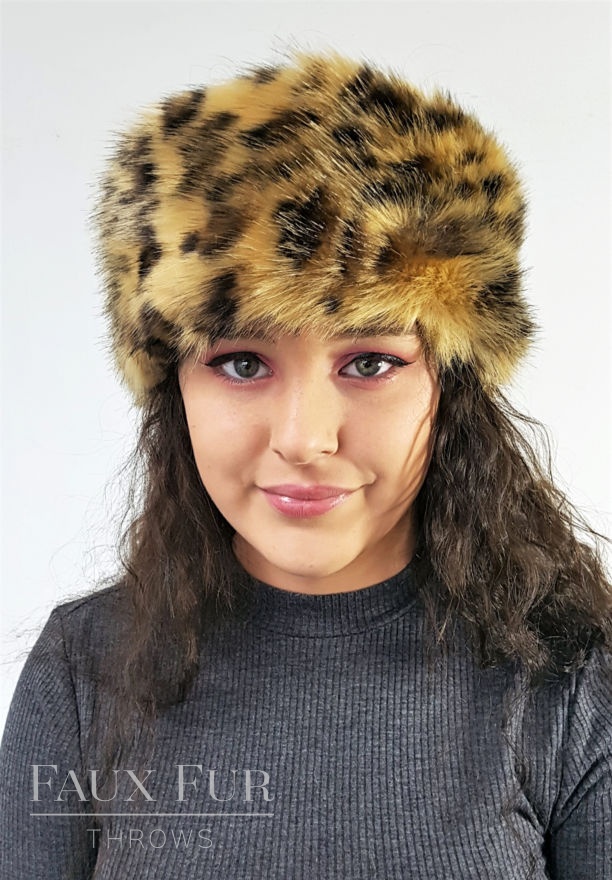 Gold Leopard Faux Fur Headband