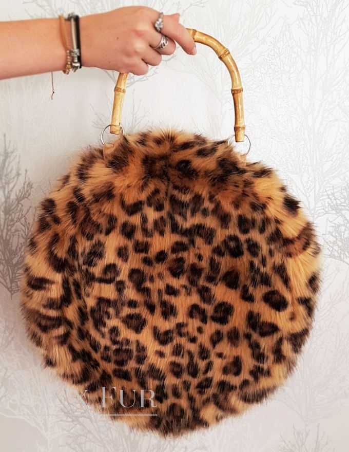 Leopard Faux Fur Round Bag