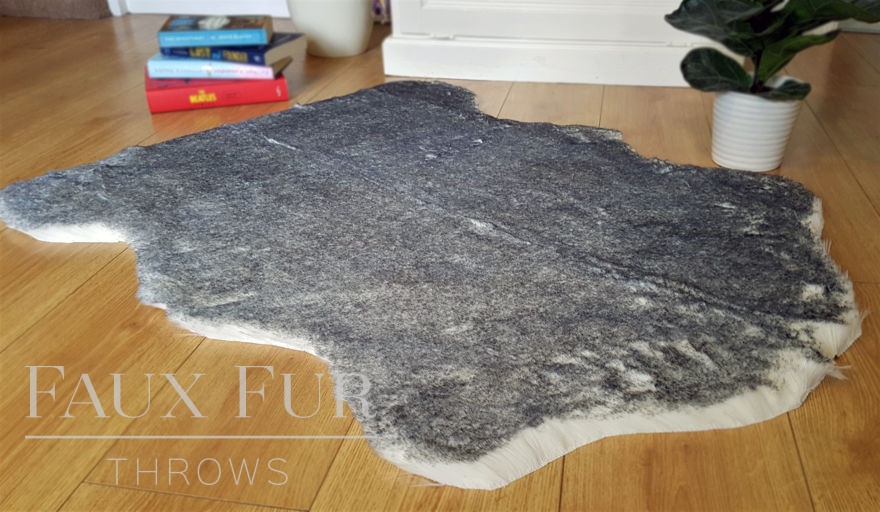 Black Tipped Fox Faux Fur Rug 1