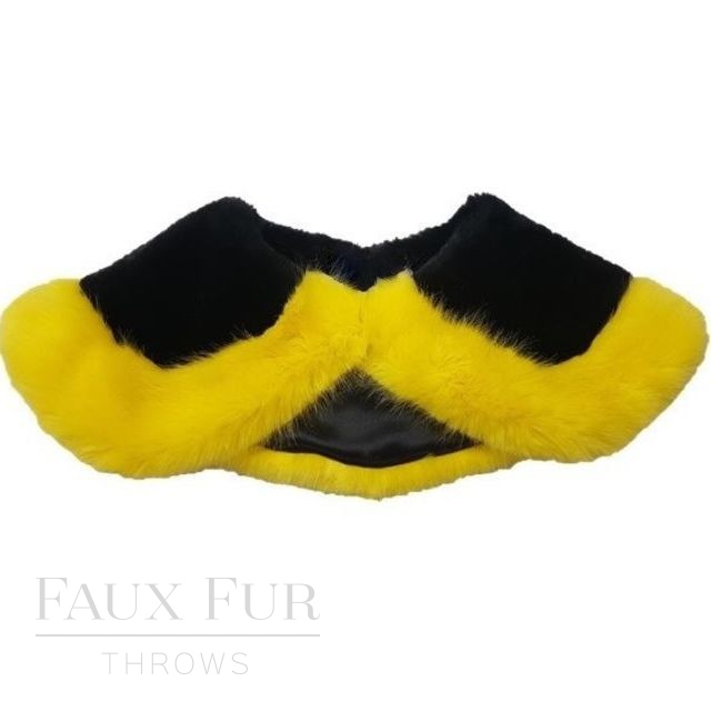 Yellow and Black Mink Faux Fur Sailor Collar