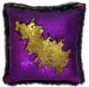 Amethyst and Gold Faux Fur and Swipe Sequin Cushion