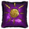 Amethyst Purple and Gold Faux Fur and Sequin Cushion