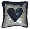 Black and Silver Faux Fur and Sequin Cushion