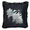 Black and Silver Faux Fur and Swipe Sequin Cushion