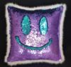 Lilac and Turquoise Faux Fur and Sequin Cushion