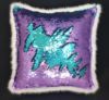 Lilac and Turquoise Faux Fur and Swipe Sequin Cushion 