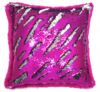 Magenta and Silver Faux Fur and Sequin Cushion