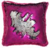 Magenta and Silver Faux Fur and Swipe Sequin Cushion